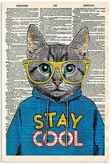 Metal Sign Cat Stay Cool Poster Retro Tin Signs for Home Bar Pub Courtyard Vintage Wall Tin Sign Poster for Kids - Thegiftio UK