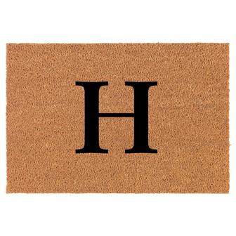 Monogram Initial Personalized Custom Family Name Single Letter Center Coir Doormat Welcome Front Door Mat New Home Closing Housewarming Gift - Thegiftio