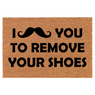 I Mustache You To Remove Your Shoes Funny Coir Doormat Door Mat Entry Mat Housewarming Gift Newlywed Gift Wedding Gift New Home - Thegiftio UK