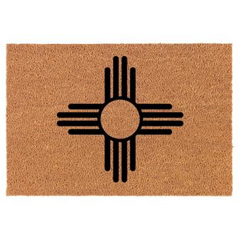 New Mexico Sun Symbol Coir Doormat Door Mat Entry Mat Housewarming Gift Newlywed Gift Wedding Gift New Home - Thegiftio