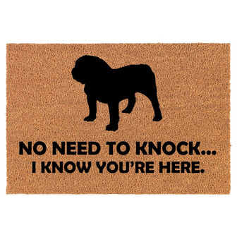 No Need To Knock I Know You Are Here Funny Bulldog Dog Coir Doormat Door Mat Entry Mat Housewarming Gift Newlywed Wedding Gift New Home - Thegiftio