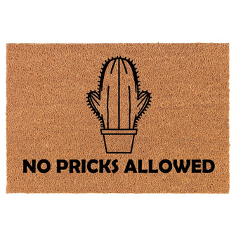 No Pricks Allowed Funny Cactus Succulent Coir Doormat Door Mat Entry Mat Housewarming Gift Newlywed Gift Wedding Gift New Home - Thegiftio UK