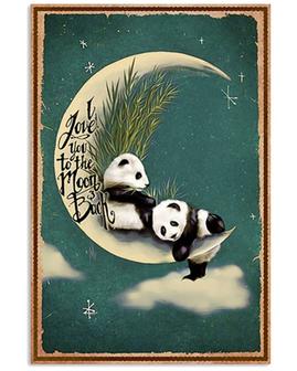 Panda Tin Sign I Love You to The Moon and Back Vintage Metal Sign Decor for Living Room Vintage Chic Metal Poster Wall Decor Gift for Home  - Thegiftio UK