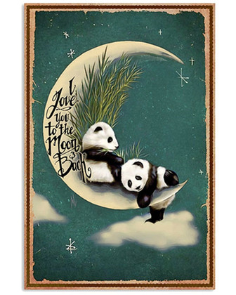 Panda Tin Sign I Love You to The Moon and Back Vintage Metal Sign Decor for Living Room Vintage Chic Metal Poster Wall Decor Gift for Home  - Thegiftio