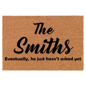 Personalized Family Name Eventually Custom Funny Coir Doormat Welcome Front Door Mat New Home Closing Housewarming Gift - Thegiftio