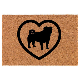 Pug Heart Coir Doormat Door Mat Housewarming Gift Newlywed Gift Wedding Gift New Home - Thegiftio