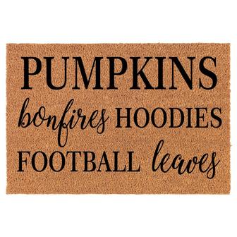 Pumpkins Bonfires Hoodies Football Leaves Fall Thanksgiving Coir Doormat Door Mat Housewarming Gift Newlywed Gift Wedding Gift New Home - Thegiftio UK