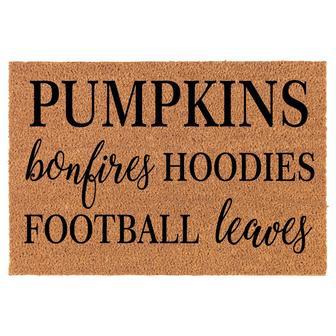 Pumpkins Bonfires Hoodies Football Leaves Fall Thanksgiving Coir Doormat Door Mat Housewarming Gift Newlywed Gift Wedding Gift New Home - Thegiftio UK