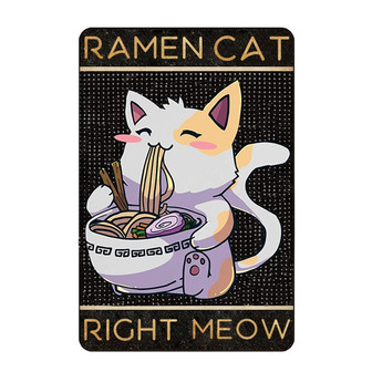 Ramen Cat Tin Sign Retro Metal Tin Sign Vintage Aluminum Sign for Home Coffee Wall Decor - Thegiftio