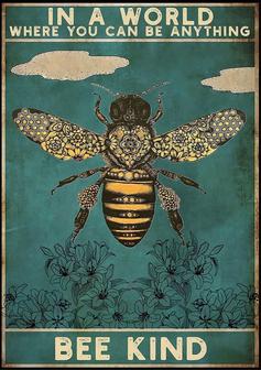 Retro Metal Sign Bee Kind Posters Floral Art Posters of Bees Art Posters On The Wall Vintage Metal Tin Sign/Metal Plaque Metal Sign  - Thegiftio UK