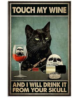 Retro Metal Tin Sign Vintage Art Decor Plaque Touch My Wine and I Will Drink It, Cat and Wine Poster, Aluminum Wall Decor Cat Sign  - Thegiftio UK