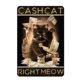 Retro Tin Sign Metal Funny Cash Cat Wealth Lucky Plaque Vintage Decor for Home Wall Art Background Posters Props - Thegiftio