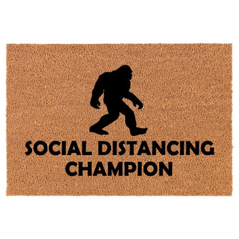 Social Distancing Champion Bigfoot Sasquatch Coir Doormat Door Mat Housewarming Gift Newlywed Gift Wedding Gift New Home - Thegiftio