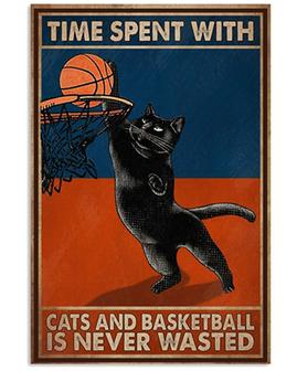 Spend Time with Cat and Basketball Cat Metal Tin Sign Vintage Wall Decor for Home Bars Retro Sign Metal Plaque Posters  - Thegiftio UK
