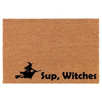 Sup, Witches Halloween Funny CORNER Coir Doormat Door Mat Housewarming Gift Newlywed Gift Wedding Gift New Home - Thegiftio UK