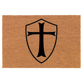 Templar Shield Knight Cross Coir Doormat Door Mat Housewarming Gift Newlywed Gift Wedding Gift New Home - Thegiftio UK