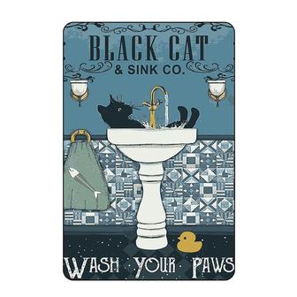 Vintage Black Cat Wash Your Paws Tin Sign for Cat Crossing Sign, Bathroom Backyard Garage Man Cave Shed Office Craft Room Living Room - Thegiftio UK