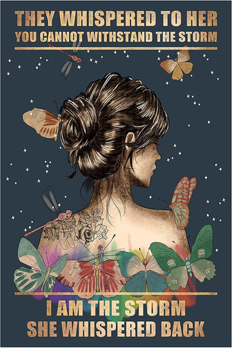 Vintage Metal Tin Sign Hippie Dragonfly I Am The Storm She Whispered Back Satin Bar Poster  - Thegiftio UK