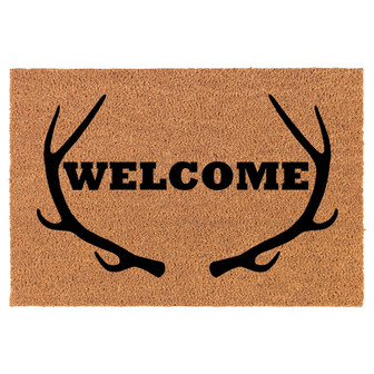 Welcome Antlers Hunting Coir Doormat Door Mat Entry Mat Housewarming Gift Newlywed Gift Wedding Gift New Home - Thegiftio UK