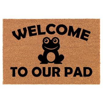Welcome To Our Pad Frog Funny Coir Doormat Door Mat Housewarming Gift Newlywed Gift Wedding Gift New Home - Thegiftio UK
