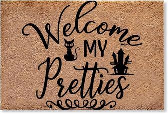 Welcome My Pretties Coir Doormats Halloween Castle Black Cat Door Mat Funny Welcome Mat And Rugs Outdoor Non Slip Backing Doormat Entryway Home Decor For Indoor Outdoor Uses - Thegiftio UK