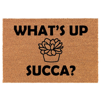 What's Up Succa Funny Cactus Succulent Coir Doormat Door Mat Entry Mat Housewarming Gift Newlywed Gift Wedding Gift New Home - Thegiftio UK