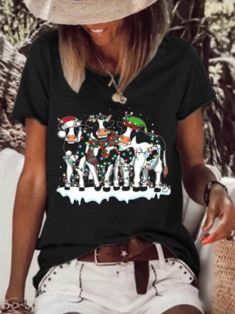 Christmas Cow Women's T-shirt - Thegiftio UK