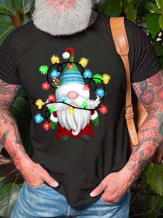 Men Merry Christmas Gnome Light Casual T-shirt - Thegiftio UK
