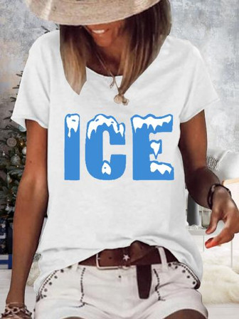 Women Funny Ice Christmas Simple -blend T-shirt - Thegiftio UK