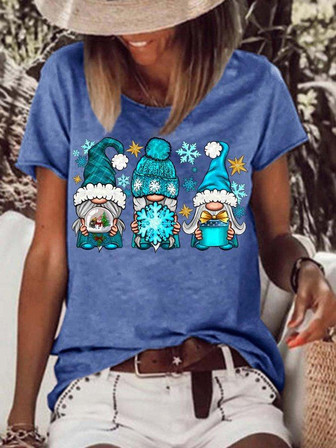 Women's Merry Christmas Funny Christmas Gnome Graphic Print Loose T-shirt - Thegiftio UK