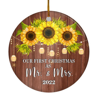 2022 Our First Christmas As Mr And Mrs Gift Sunflower For Wedding Newlywed Couple 2022 Christmas Tree Ornament - Thegiftio UK