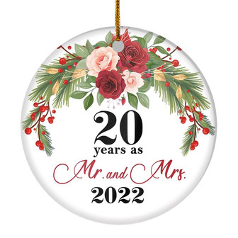 20th Wedding Anniversary 20 Years As Mr & Mrs 2022 Christmas Ornaments Gifts For Couples Husband Wife Holiday Decoration Christmas Tree Ornament