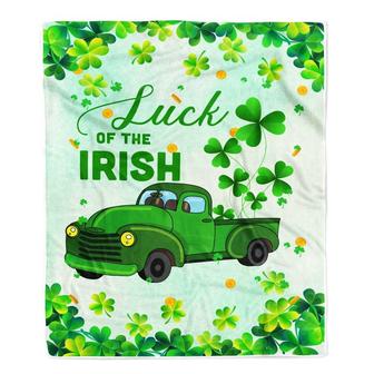 Happy Saint Patrick Day Luck of Irish Green Truck Fleece Blanket - Thegiftio UK