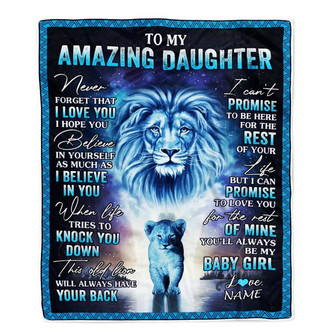 Personalized To My Amazing Daughter Blanket From Mom Dad Lion Never Forget I Love You Daughter Birthday Graduation Christmas Customized Fleece Blanket - Thegiftio UK