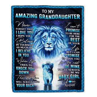 Personalized To My Amazing Granddaughter Blanket From Grandma Grandpa Lion Never Forget I Love You Birthday Graduation Christmas Customized Fleece Blanket - Thegiftio UK