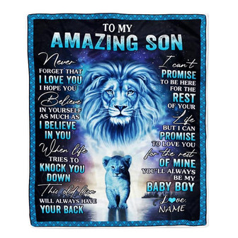 Personalized To My Amazing Son Blanket from Mom Dad Lion Never Forget I Love You Birthday Graduation Christmas Customized Fleece Blanket - Thegiftio