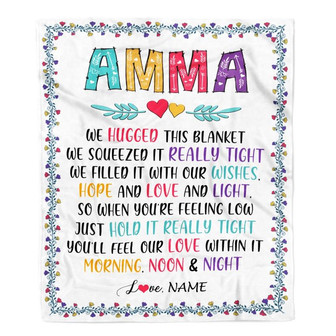 Personalized Amma Blanket From Grandkids We Hugged This Blanket Amma Birthday Mothers Day Christmas Customized Fleece Blanket - Thegiftio UK