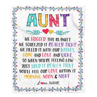 Personalized Aunt Blanket From Nephew Niece We Hugged This Blanket Aunt Birthday Mothers Day Christmas Customized Fleece Blanket - Thegiftio UK