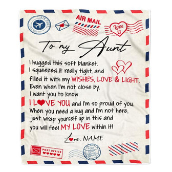 Personalized To My Aunt Blanket From Niece Nephew Air Mail Letter I Love You Aunt Birthday Mothers Day Christmas Customized Fleece Throw Blanket - Thegiftio UK