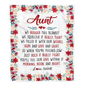 Personalized Aunt Blanket From Niece Nephew We Hugged This Blanket Aunt Birthday Mothers Day Christmas Customized Fleece Throw Blanket - Thegiftio UK