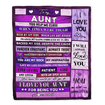 Personalized To My Aunt Blanket From Niece Nephew Wood You Help Me Close I Love You Aunt Mothers Day Thanksgiving Christmas Customized Fleece Throw Blanket - Thegiftio UK