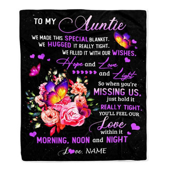 Personalized Auntie Blanket From Niece Nephew We Made This Special Blanket Flower Aunt Birthday Mothers Day Christmas Customized Fleece Throw Blanket - Thegiftio UK