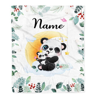 Personalized Baby Blanket with Name Custom Mom and Baby Panda Boy Girl Newborn Kids Son Daughter Niece Nephew Birthday Christmas Customized Fleece Blanket - Thegiftio