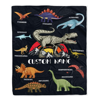 Personalized Baby Girl Blanket Cute Dinosaur Design for Kids Newborn Daughter Granddaughter Niece From Mom Aunt Birthday Christmas Customized Fleece Blanket - Thegiftio