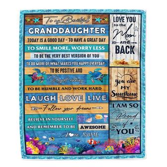 Personalized To My Beautiful Granddaughter Blanket from Grandma Sea Ocean Today Is A Good Day To Have A Great Day Birthday Christmas Customized Fleece Blanket - Thegiftio UK