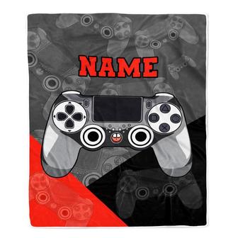 Personalized Bedding Gaming Blanket Custom Name Red Black Video Game Controller Gamer Blanket for Boys Girls Son Men Birthday Christmas Fleece Throw Blanket - Thegiftio UK