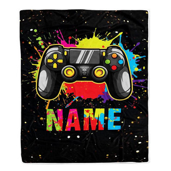 Personalized Bedding Gaming Blanket Custom Name Dark Colorful Gamer Blanket for Boys Kids Teen Son Husband Men Women Birthday Christmas Fleece Throw Blanket - Thegiftio
