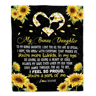 Personalized To My Bonus Daughter Blanket From Mom Sunflower I Love You So Special Stepdaughter Birthday Graduation Christmas Customized Fleece Throw Blanket - Thegiftio UK
