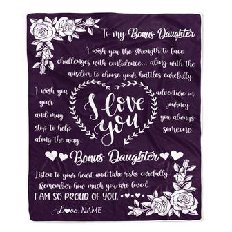 Personalized To My Bonus Daughter Blanket From Mom I Wish You The Strength StepDaughter Birthday Graduation Christmas Customized Bed Fleece Blanket - Thegiftio UK