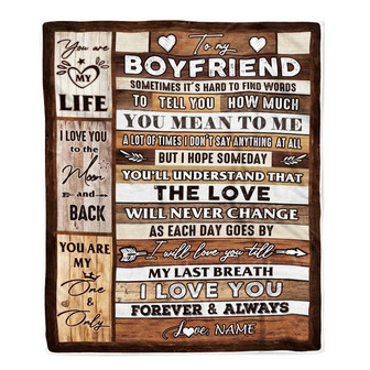 Personalized To My Boyfriend Blanket From Girlfriend Wood You Meaning To Me Love You Boyfriend Anniversary Valentines Day For Her Christmas Fleece Blanket - Thegiftio UK